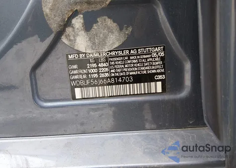 2006 Mercedes-Benz E 350 z USA, uszkodzony, nr VIN WDBUF56J66A814703